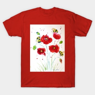 Bumble bees and Poppies T-Shirt